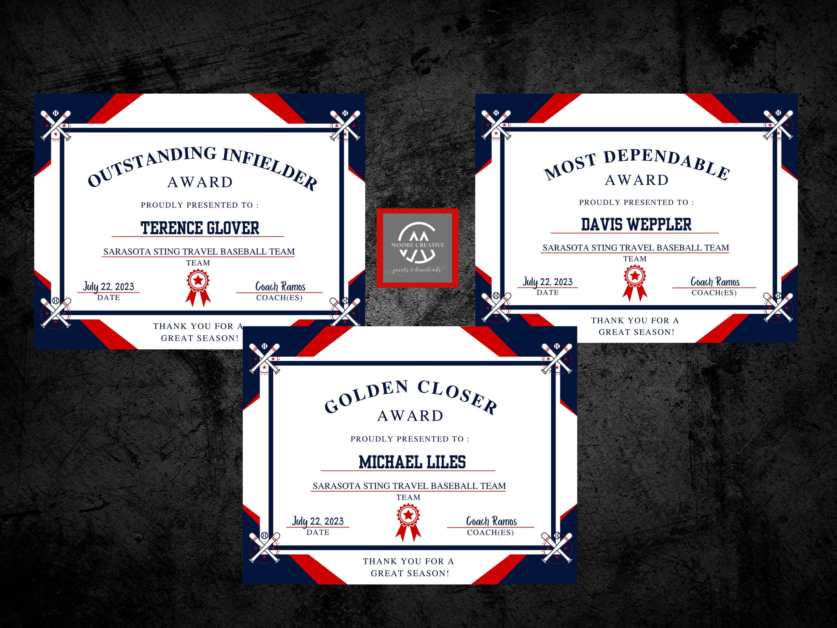 Award Certificates, Printable awards, sports awards, sports printables, sports certificates, baseball certificate, baseball awards, t ball