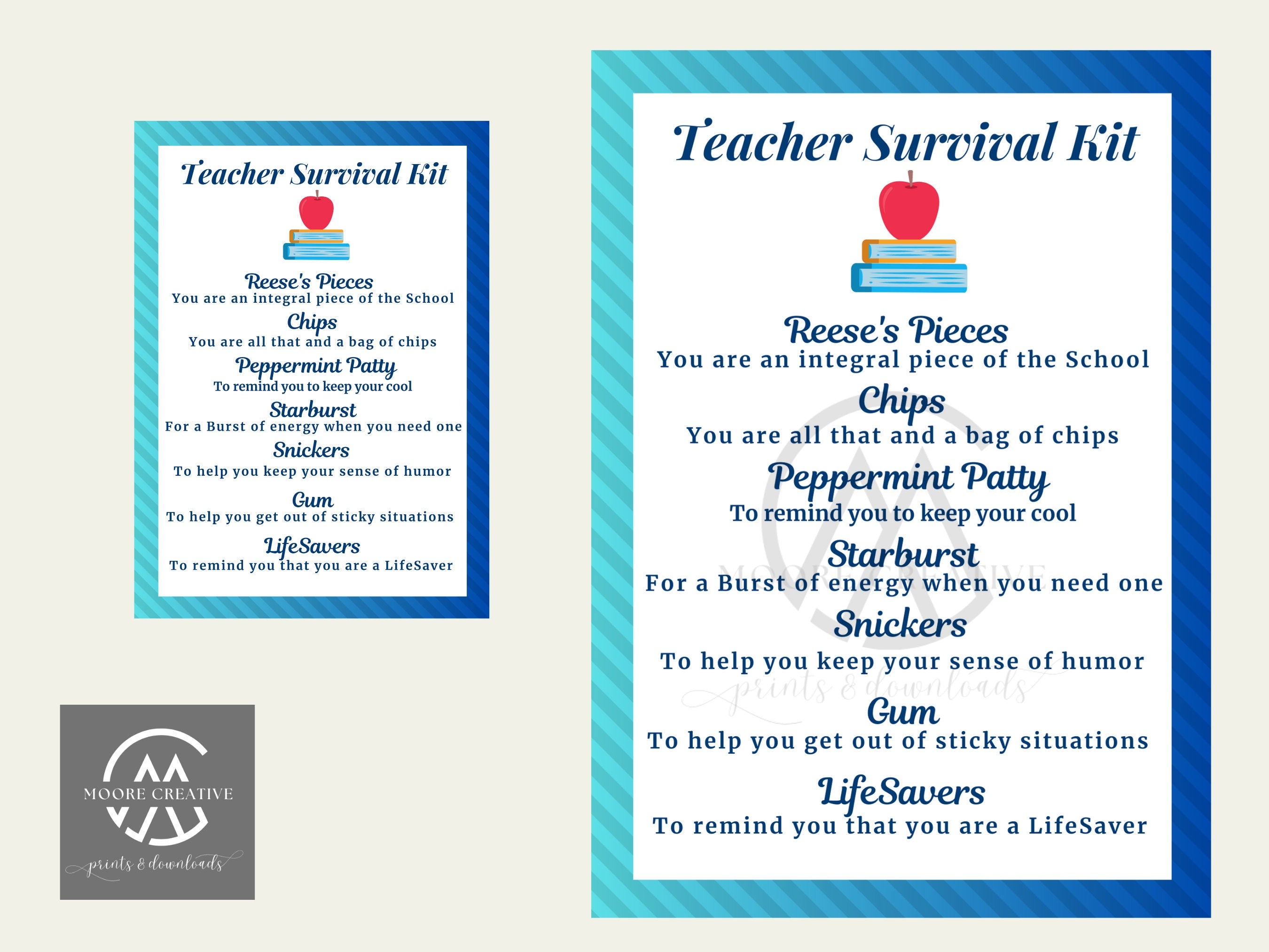 Teacher Survival Kit Printable | Back to School Gift Tags | Teacher Gift | Instant Download | Back-to-School Survival Kit Gift Tags | Prints