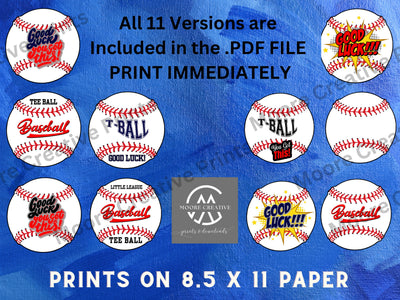 T-ball Gifts Mom t-ball Baseball Sign Tee Ball Baseball Player 5" Baseball Prints Instant Download PDF Print Tags Coach Gift Team Good Luck