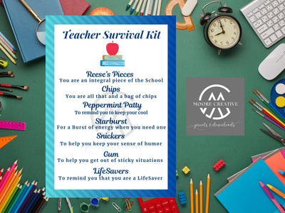 Teacher Survival Kit Printable | Back to School Gift Tags | Teacher Gift | Instant Download | Back-to-School Survival Kit Gift Tags | Prints