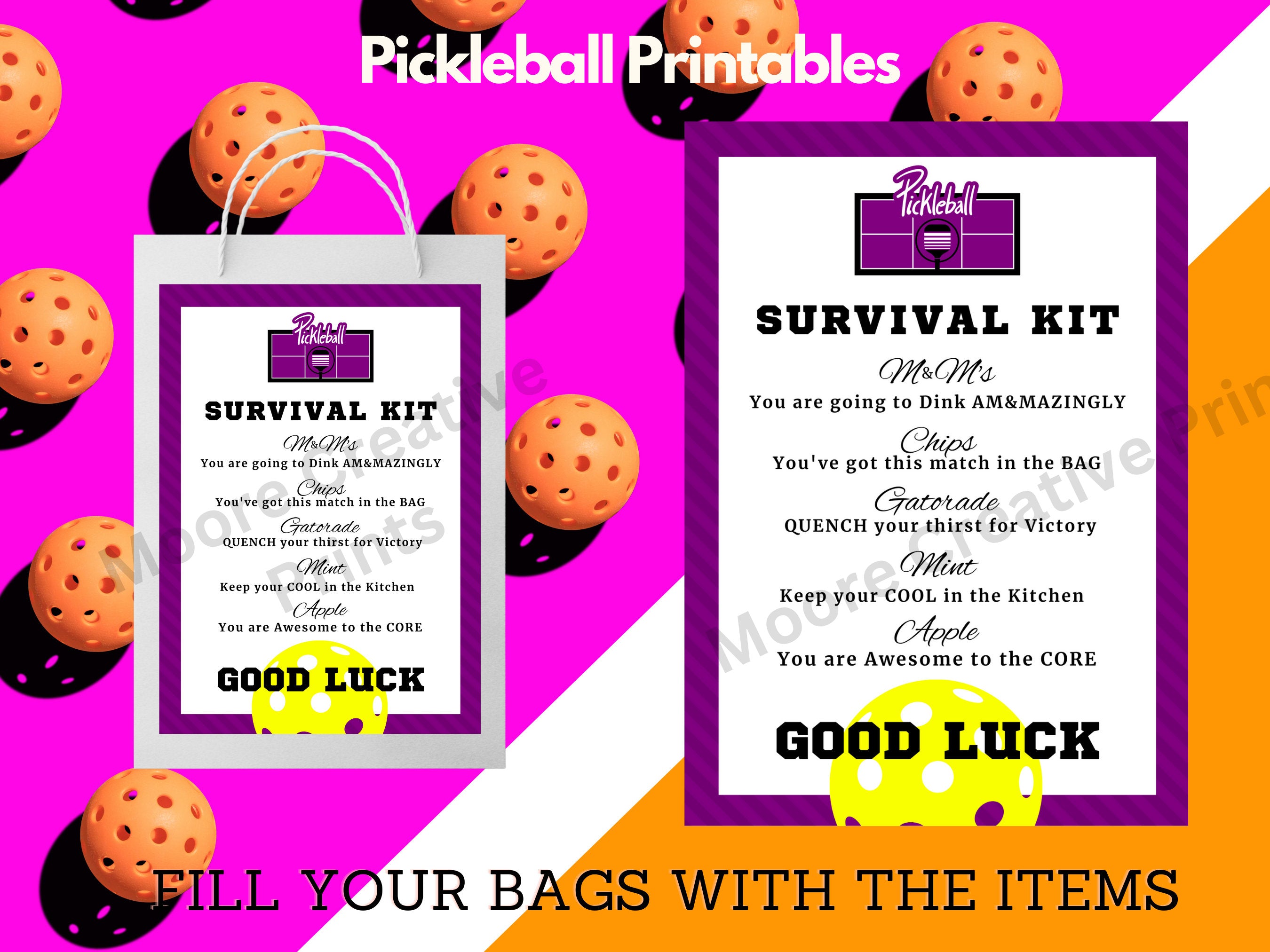 Pickleball Ladies, Players, Survival Kit, Pickleball Prints, Gifts, Pickleball Tournaments, Player, Print, Paddle, Men, INSTANT DOWNLOAD