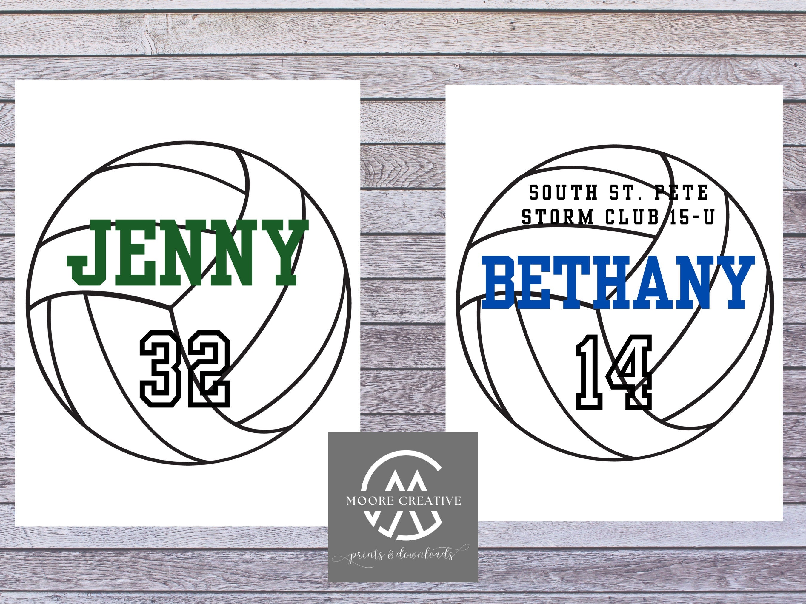 8" Volleyballs Editable Names and Player Numbers DIY Template Printable DIY Print at Home Volleyball Team Party Volleyball Download Gifts