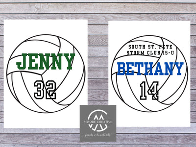 8" Volleyballs Editable Names and Player Numbers DIY Template Printable DIY Print at Home Volleyball Team Party Volleyball Download Gifts