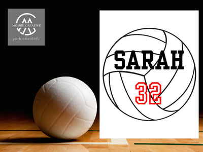 8" Volleyballs Editable Names and Player Numbers DIY Template Printable DIY Print at Home Volleyball Team Party Volleyball Download Gifts