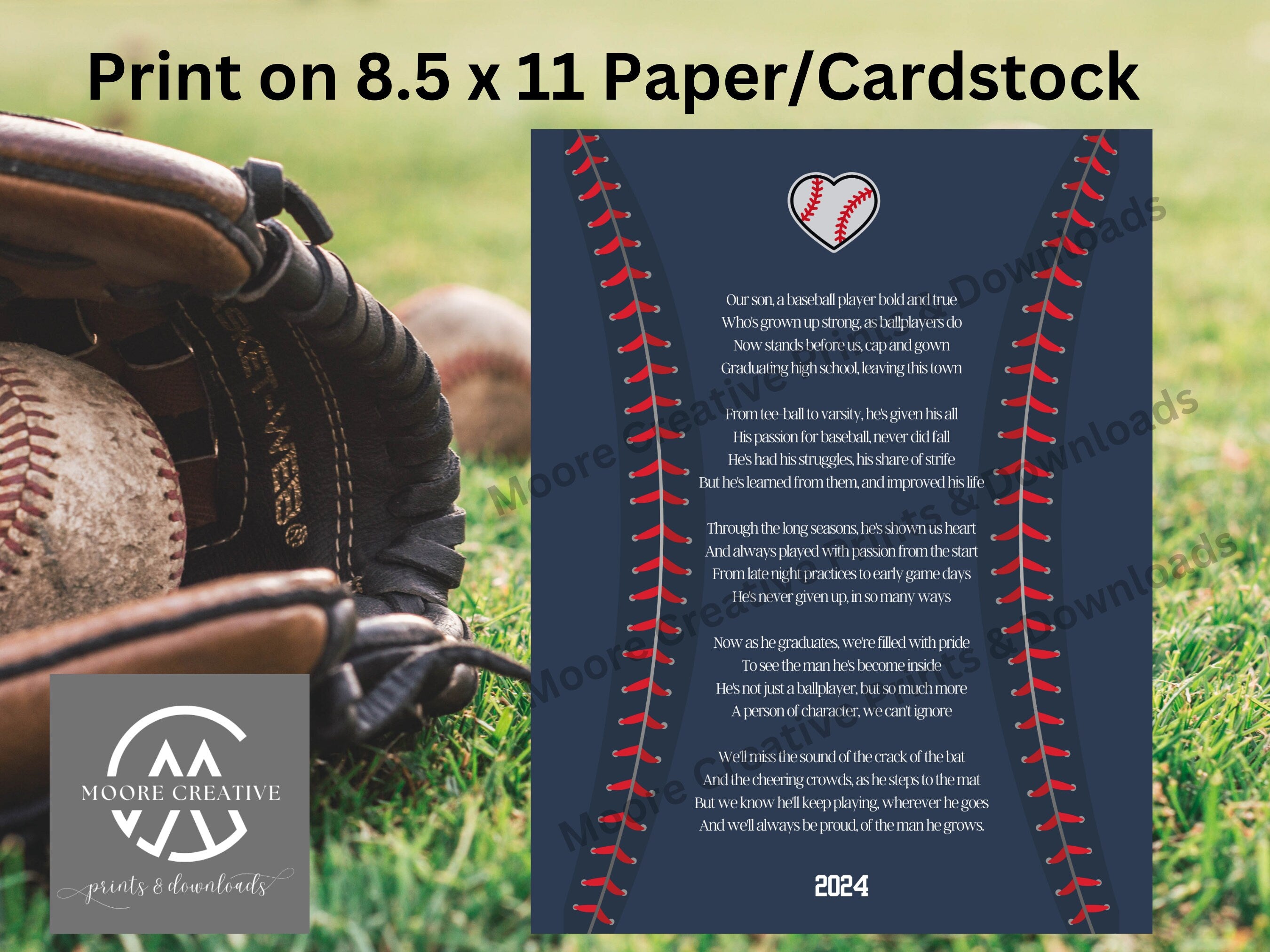 Baseball Team Gift 2027 Instant Download B-ball Motivational Memory Sentimental Poem Sign Senior Gift Baseball Graduation Idea End of Season