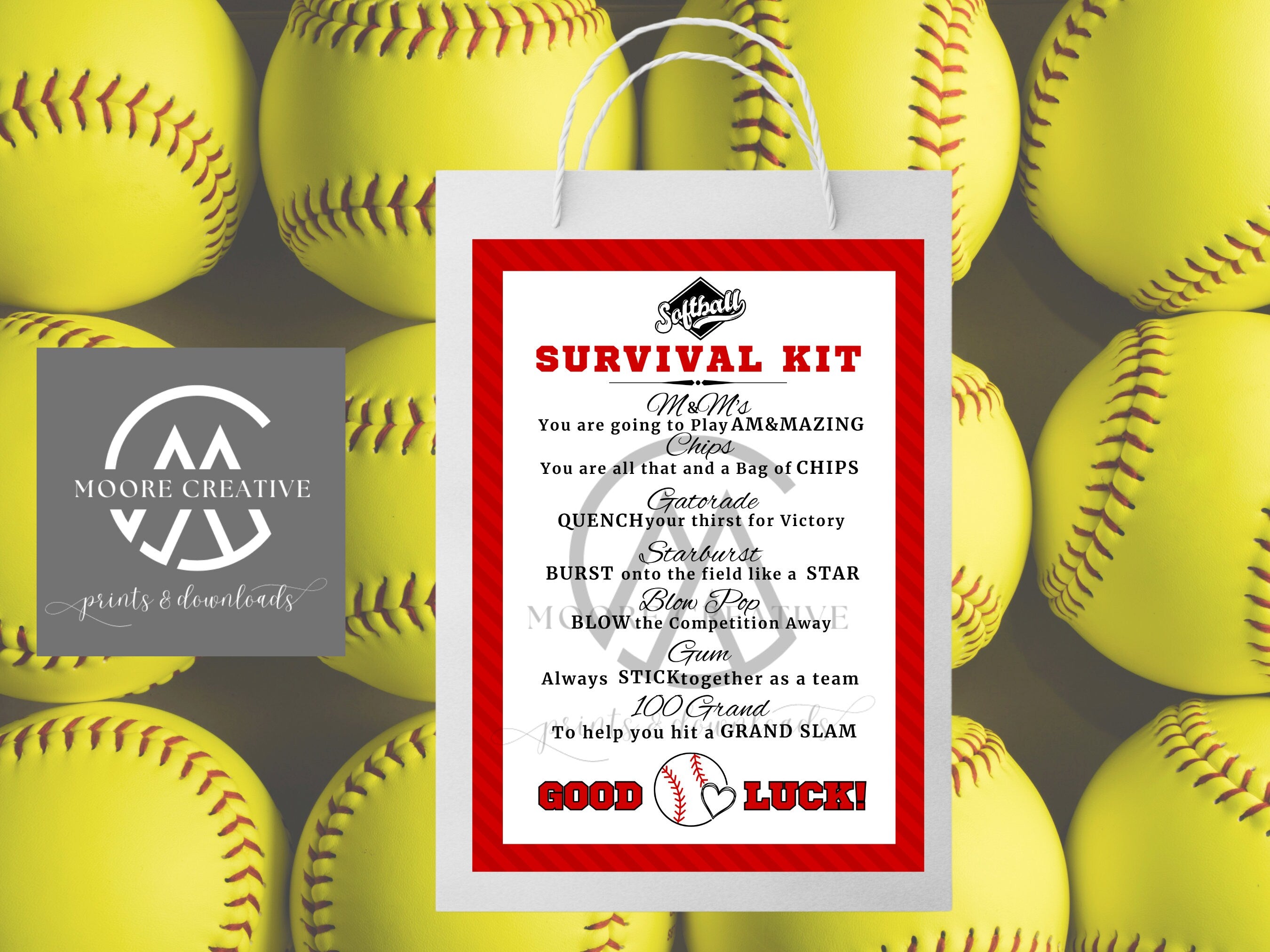 Survival Kit Softball, Softball Tags Survival Kit, Softball Team,Snack Bag Print, Team Game Day Snack Softball Tournaments, Instant Download