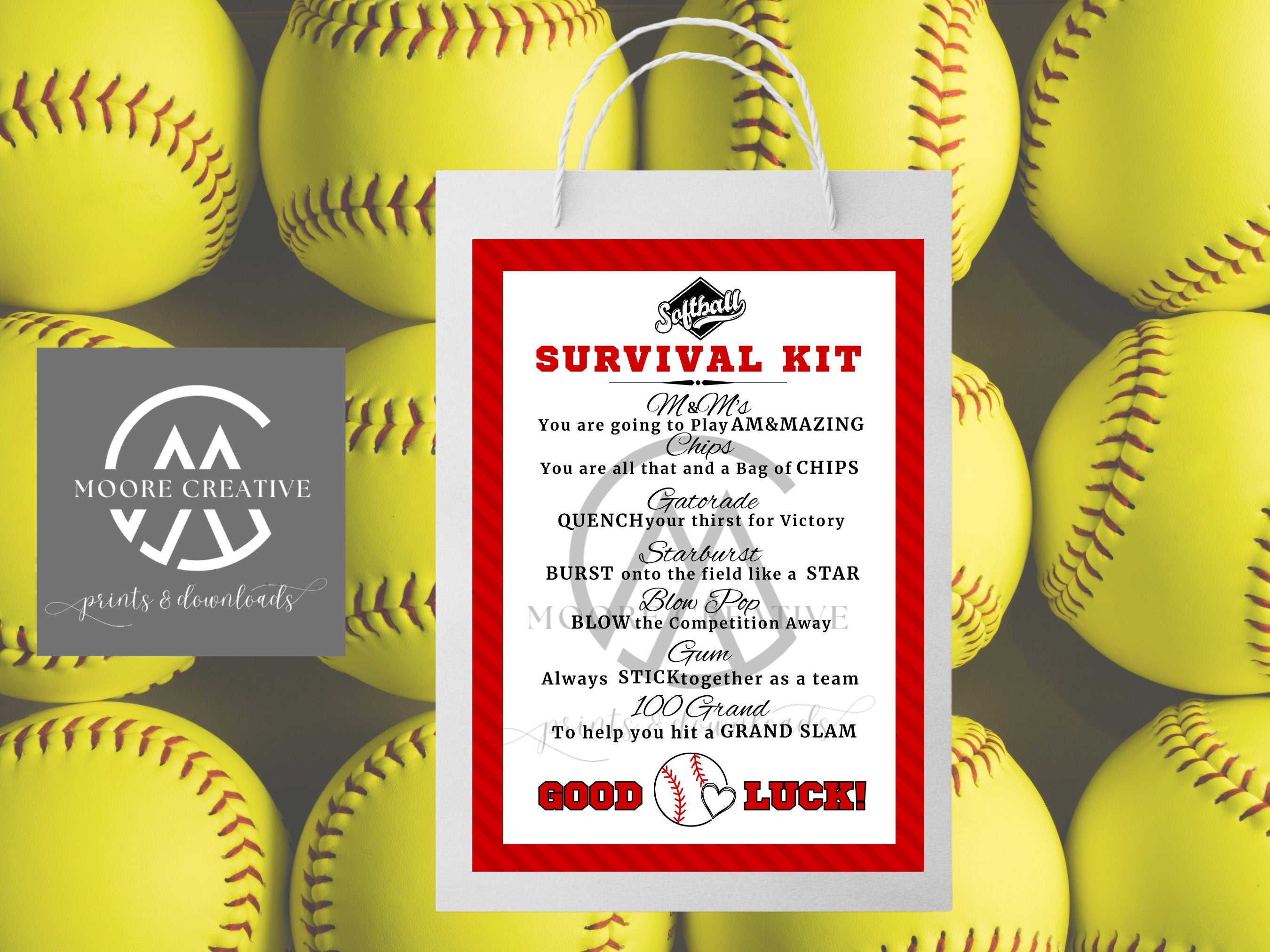 Softball Name Tag SVG, Printable Gift Tags Softball, Good Luck Softball Gift Tag, Softball Gift Bag Tag, Softball Tags Survival Kit, Luck