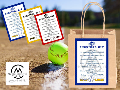 Softball Survival Kit | Softball Gifts | Printable | Team Kids School Sports | Gift Tag | Instant Access | Mom | Softball Team Tournament