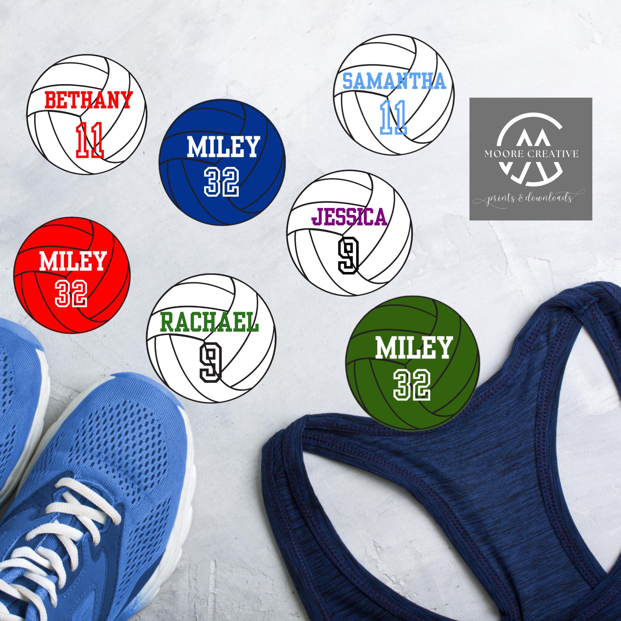 Volleyballs Cupcake Toppers Custom Prints Editable Player Name Number DIY Canva Template Printable Volleyball Birthday Team Party Cake 2"