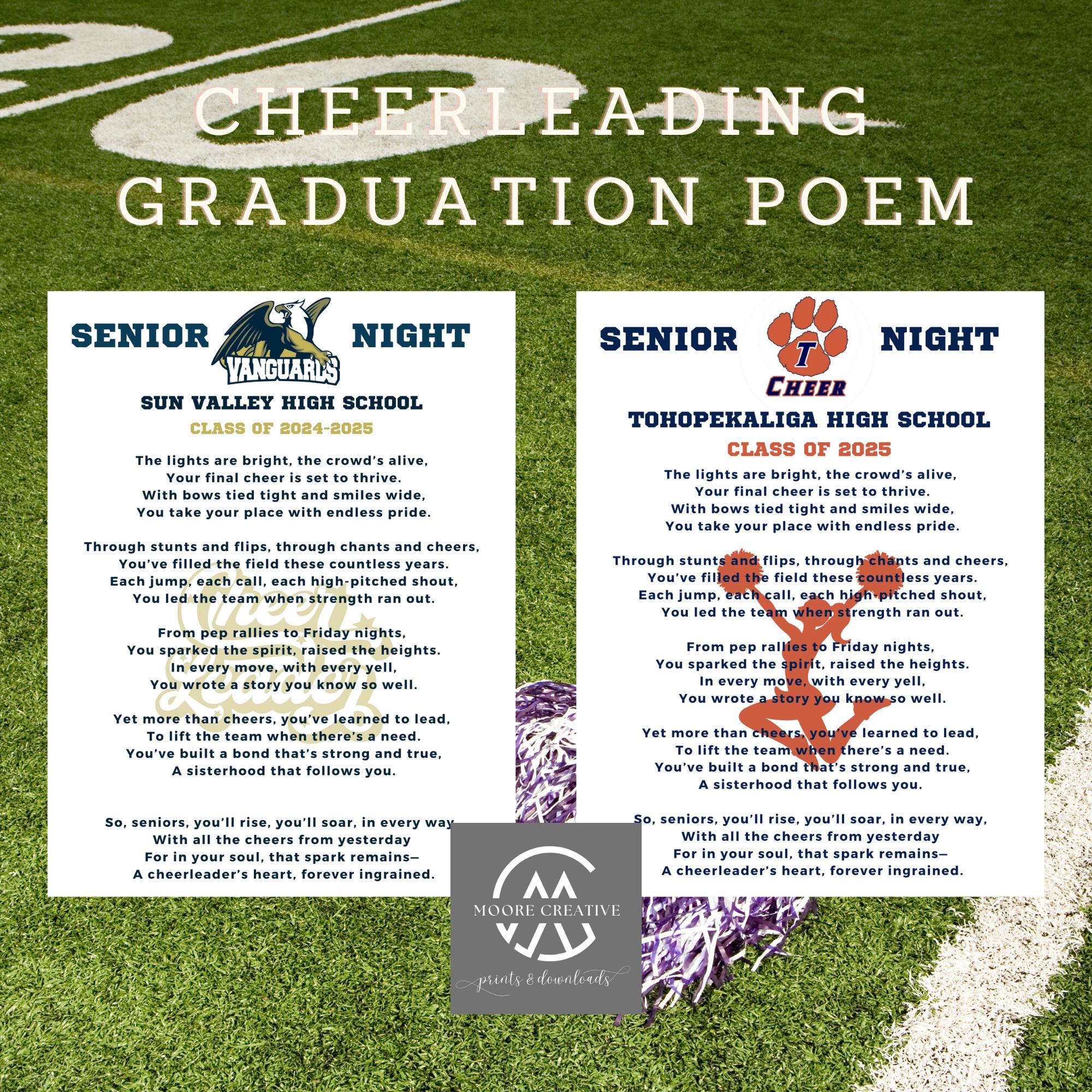 Cheerleader Poem Cheer Team Gift Senior Cheerleader Cheerleading Poem Senior Night Class of 2027 Idea Add Logo School Name Custom Cheer Moms