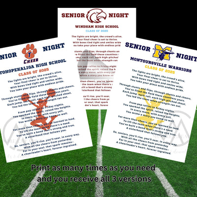 Cheerleader Poem Cheer Team Gift Senior Cheerleader Cheerleading Poem Senior Night Class of 2027 Idea Add Logo School Name Custom Cheer Moms