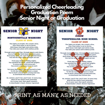 Customized Senior Cheerleader Gift Senior Cheerleading Cheerleader Poem Senior Night Gift Idea Cheerleading Idea Logo School Name Class 2027