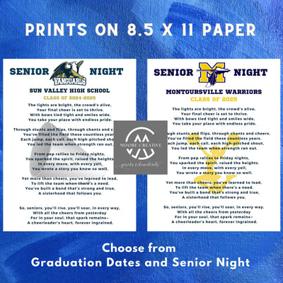 Cheerleader Gift Idea Senior Cheerleading Poem Senior Night Cheerleading Idea Add Logo School Name Customized Cheer Gift 2027 HS Personalize