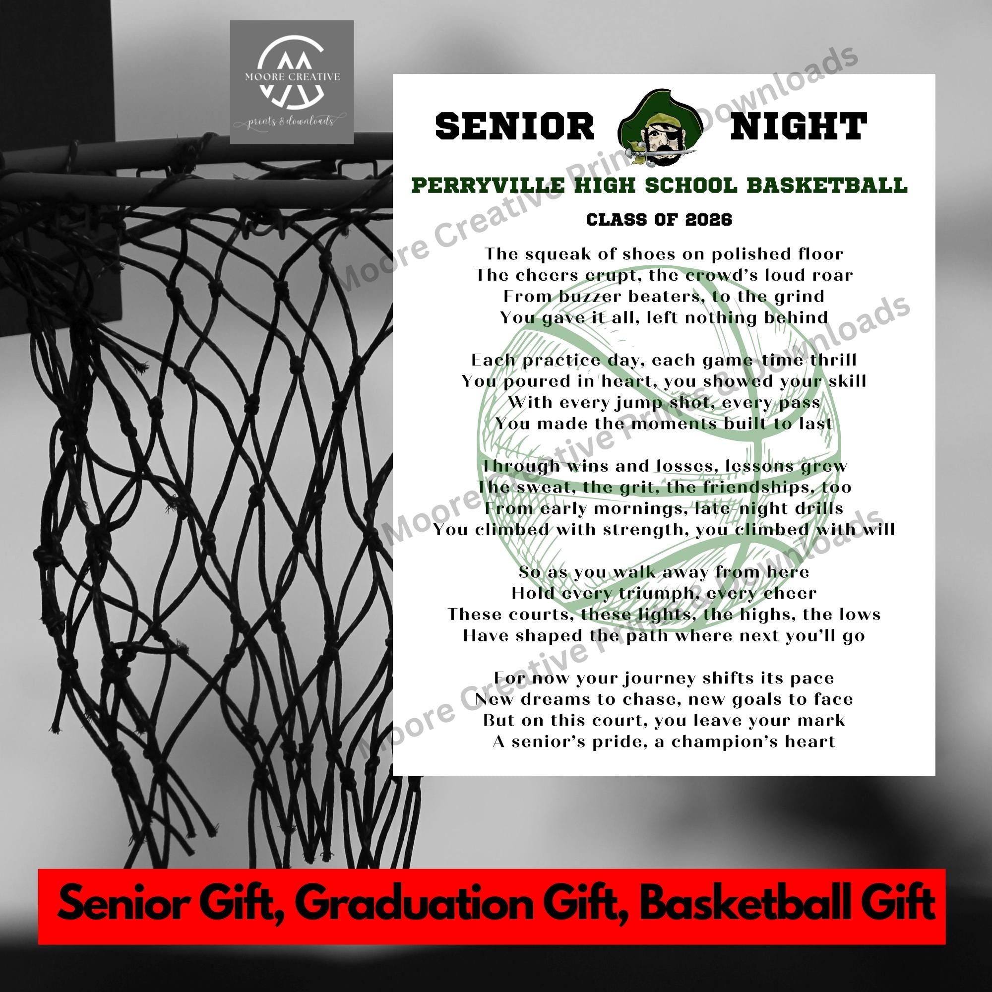 Basketball Senior Night Gifts Senior Basketball Night Gift Idea Custom Graduation Poem Personalized Senior Bball Player Team 2027 Girls Boys