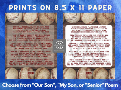 Baseball Senior Graduating Gift, Baseball Senior Night, Baseball Poem, Baseball Team, High School Graduation Gift Baseball | Class of 2027