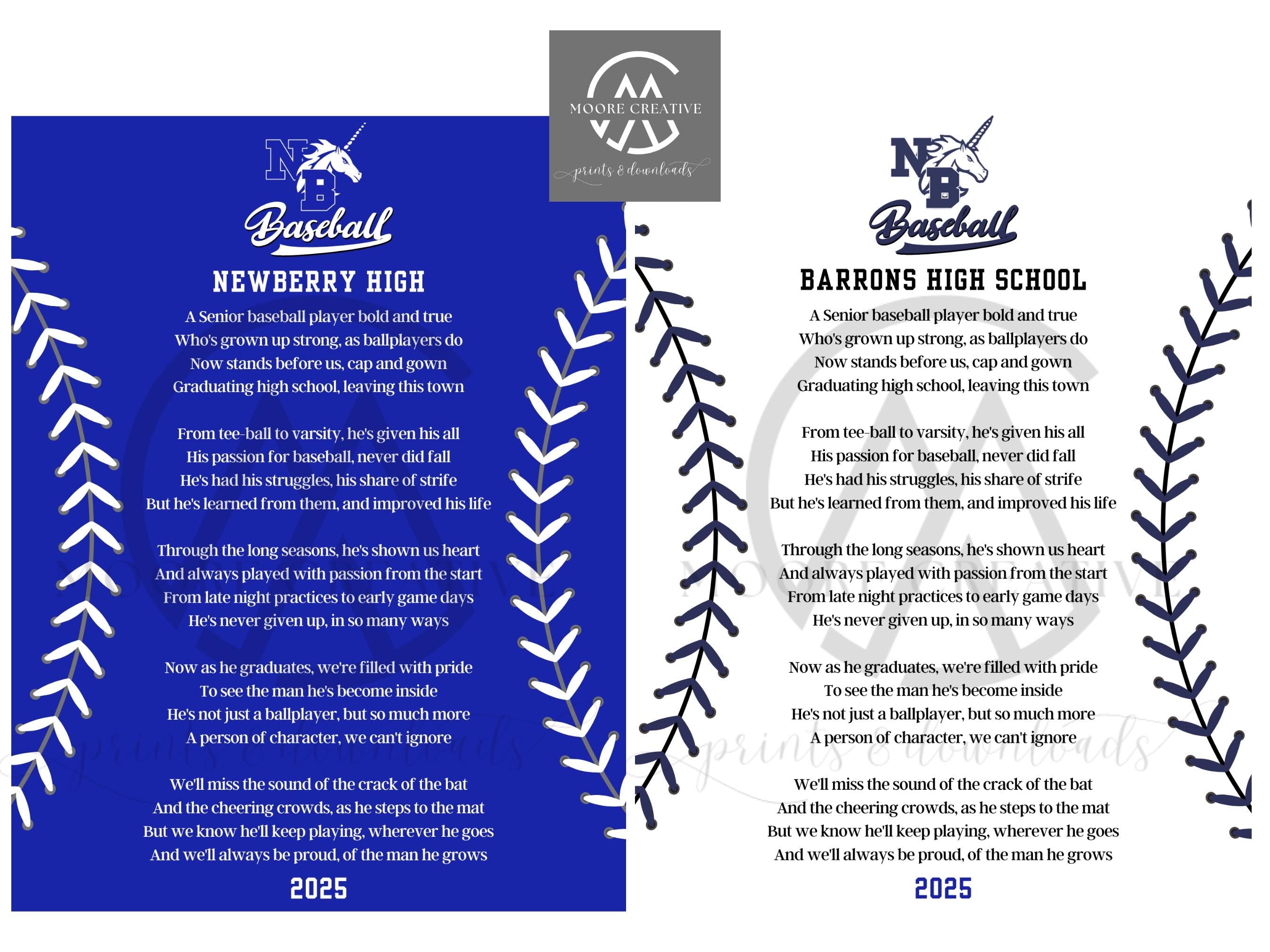 Upgrade to Personalized Baseball Poem Senior Night from Standard Baseball Poem Version