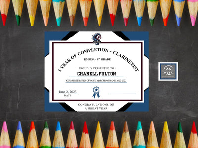 Customized Award Certificate, Awards Certificate, Custom designed End of Year Awards, Student Certificates, Band, High School, Awards