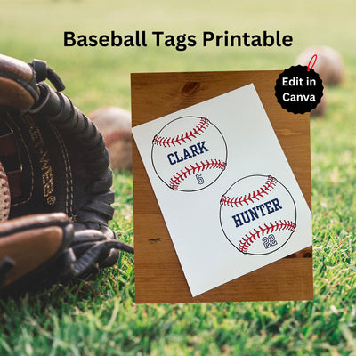 Baseball Tag Baseball Favor Baseball Gift Tag for Goodie Bag Baseball Printable Gift Bag Player Printable Editable Custom Team Party Banquet