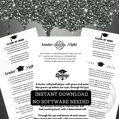 Volleyball Senior Poem Instant Download Senior Night Gift from Parents Senior Volleyball Player Team Graduation Gifts Class of 2027 Gift PDF
