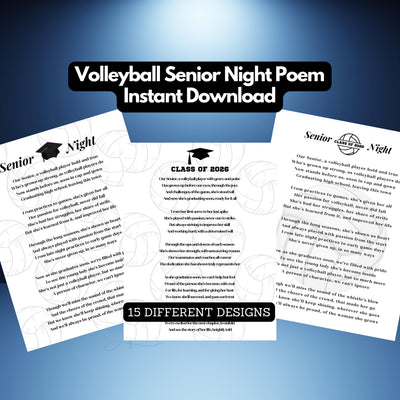 Volleyball Senior Night Team Printable Instant Download Volleyball Poem Sign Senior Gift Volleyball Graduation Gift Volleyball Poem Gift PDF