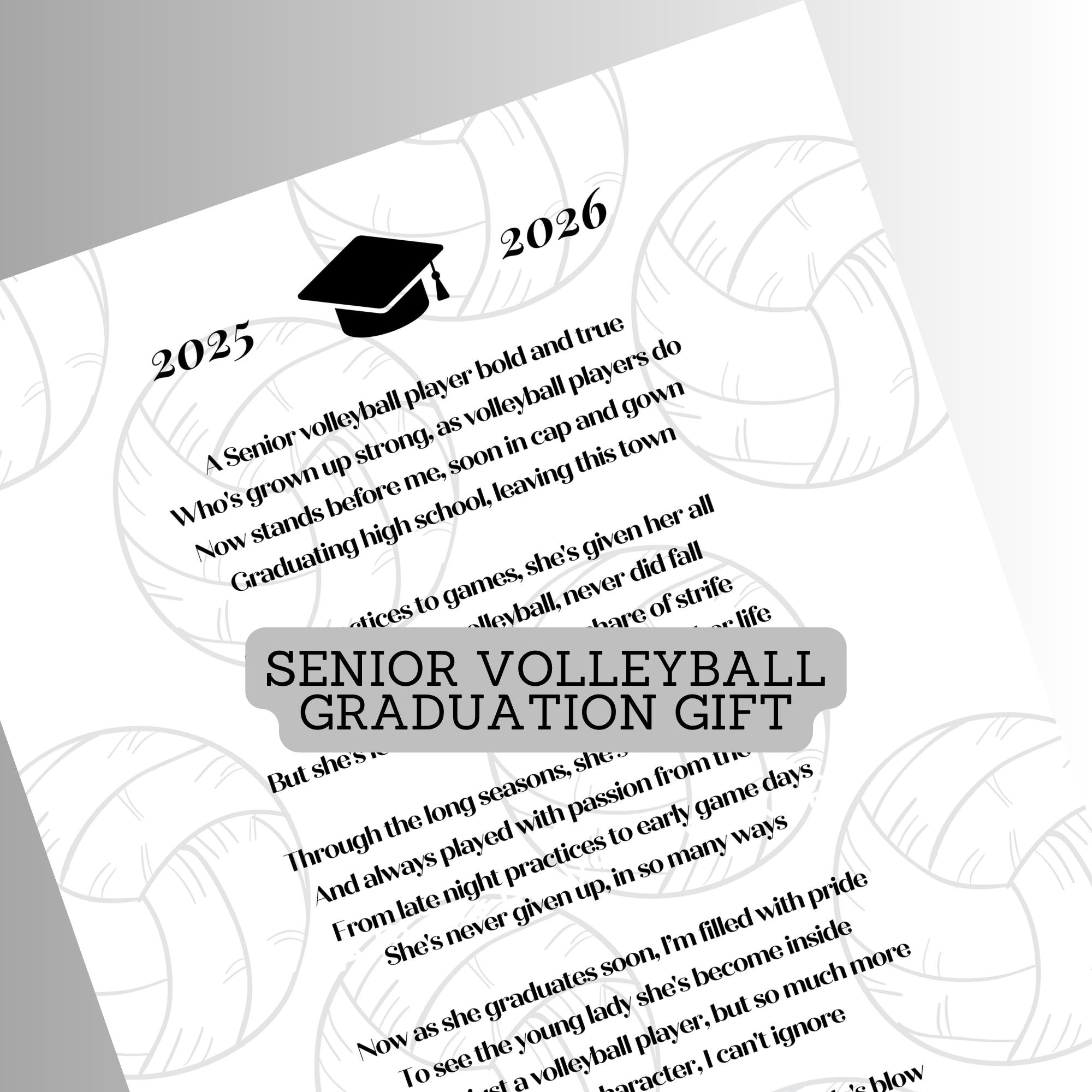 Volleyball Senior Night Team Printable Instant Download Volleyball Poem Sign Senior Gift Volleyball Graduation Gift Volleyball Poem Gift PDF