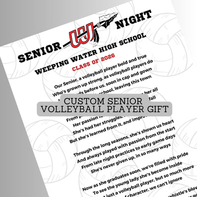 Personalized Volleyball Senior Night Gift Personalized Volleyball Player Poem Senior Volleyball Player Class of 2027 High School Logo Print