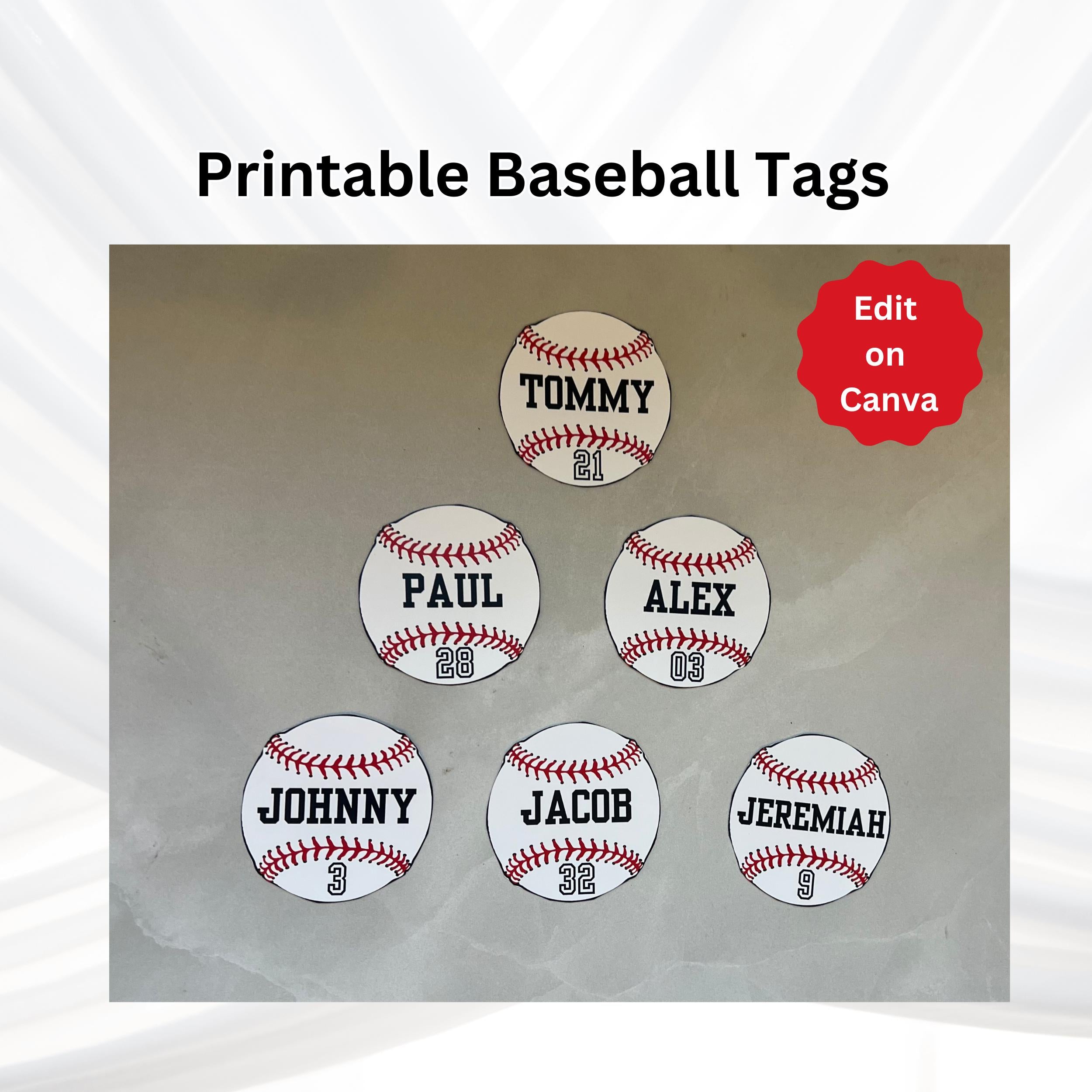 Baseball Custom Tag Sign Editable Digital Download Canva Template DIY Favor Bag Tag Baseball Team Gift Coach Team Gift Personalized SVG PNG