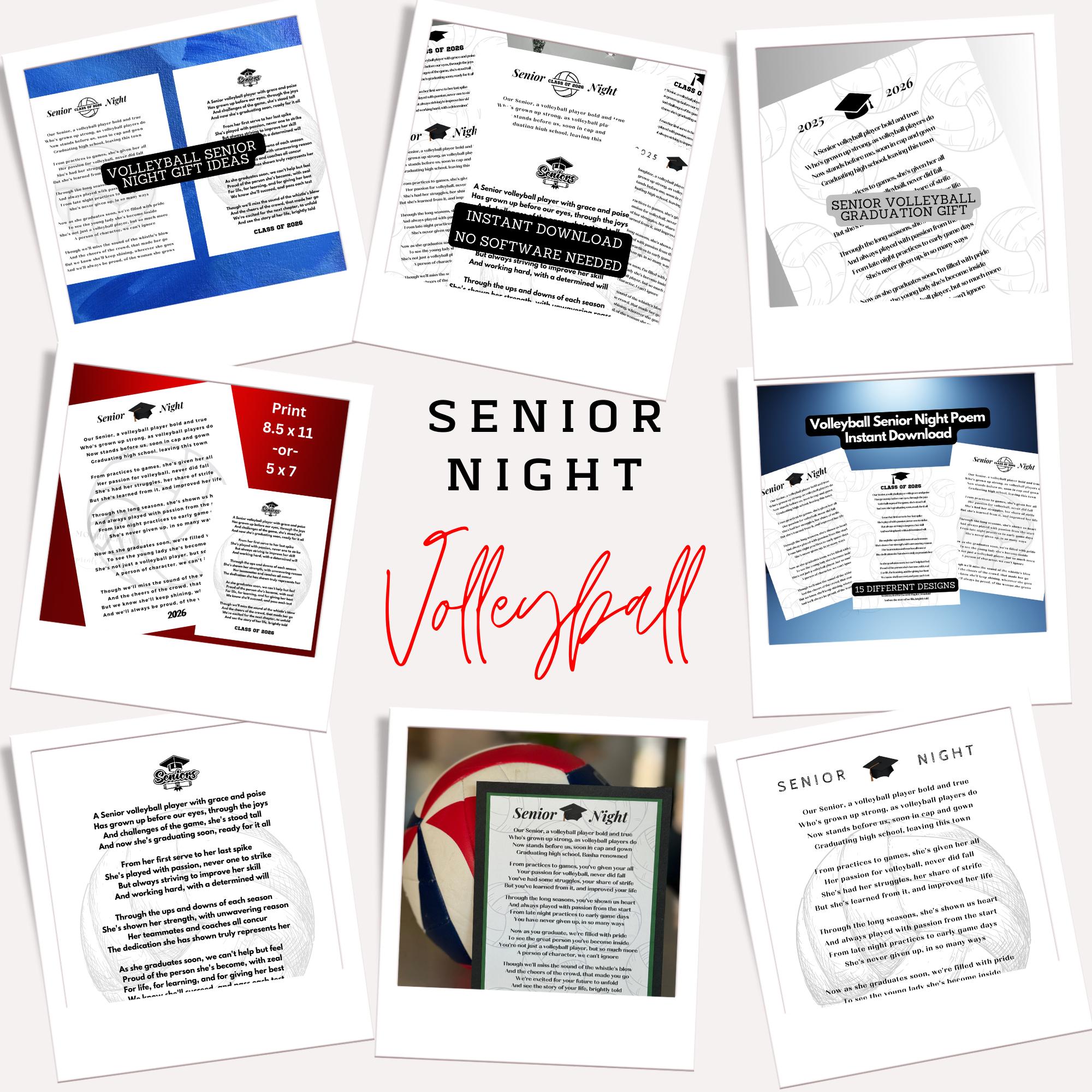 Volleyball Senior Poem Instant Download Senior Night Gift from Parents Senior Volleyball Player Team Graduation Gifts Class of 2027 Gift PDF