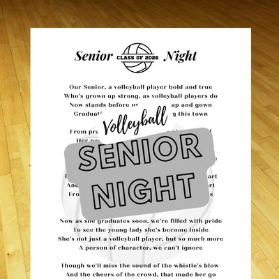 Volleyball Team Player Gift Inspirational Volleyball Poem Print Senior Night Idea Graduation Present Printable Digital Download Keepsake PDF