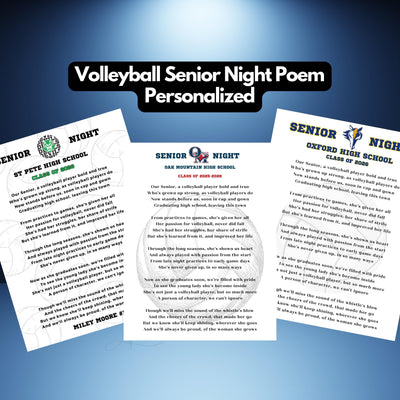 Personalized Volleyball Senior Night Gift Personalized Volleyball Player Poem Senior Volleyball Player Class of 2027 High School Logo Print