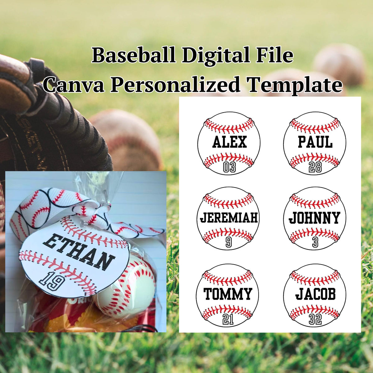 Baseball Name Tag Printable Editable Instant Download 3" Customizable Favor Tags for Birthday DIY Baseball Mom Team Bag Tags Gift Tag Prints