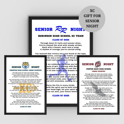 Personalized Cross Country Senior Night Gift XC Gift Idea CC Gift for Senior Custom Name Running Gift Class of 2027 Cross Country Team Poem