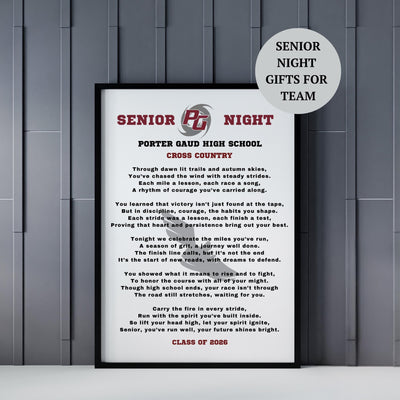 Personalized Cross Country Senior Night Gift XC Gift Idea CC Gift for Senior Custom Name Running Gift Class of 2027 Cross Country Team Poem
