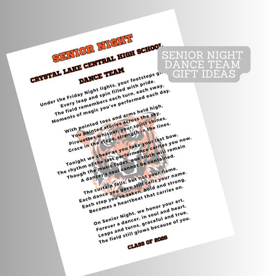 Dance Team Senior Night Gift High School Senior Dance Team Mom Dancer Poem Gift Idea Class of 2027 Custom Senior Dance Gift Cheer Drill Team