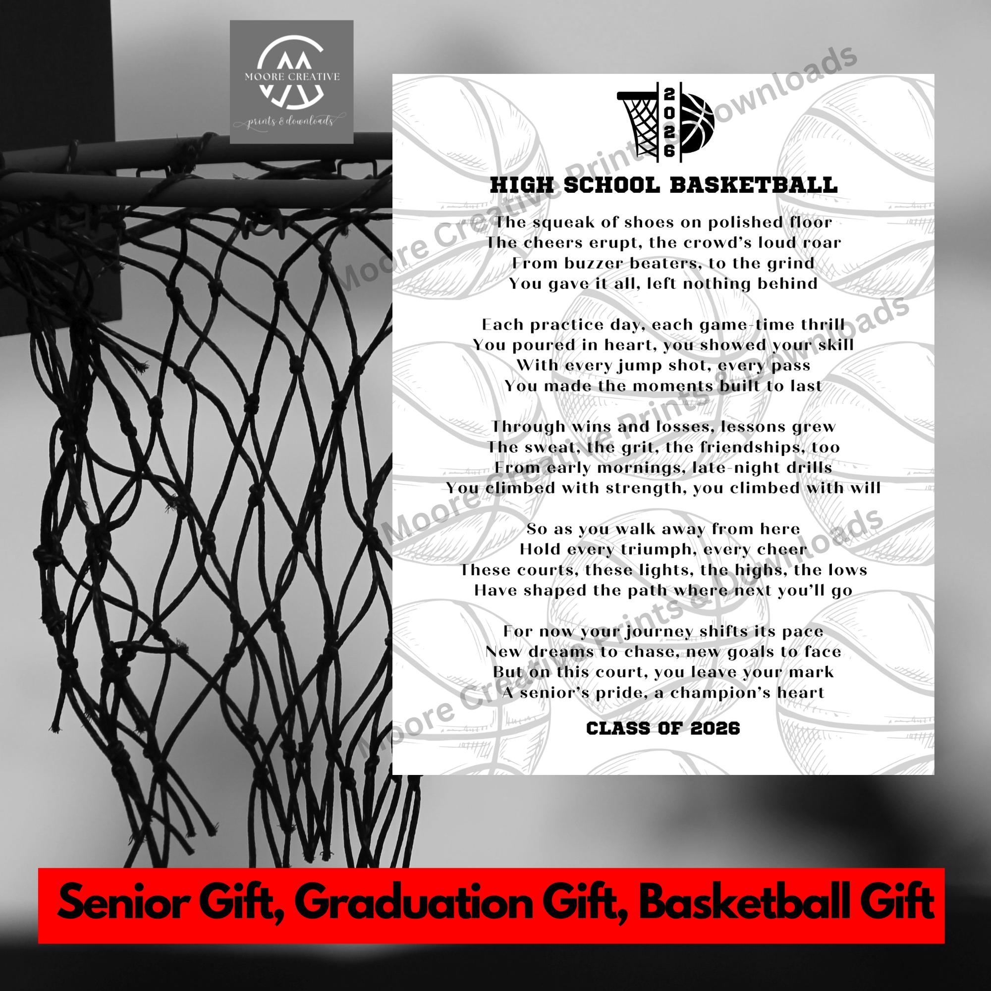 Basketball Senior Night Gift Poems Senior Night Gift Ideas Letters Basketball Poems End of Season banquet Graduation Class of 2027 Girls Boy