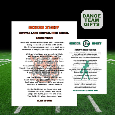 Dance Team Senior Night Gift High School Senior Dance Team Mom Dancer Poem Gift Idea Class of 2027 Custom Senior Dance Gift Cheer Drill Team
