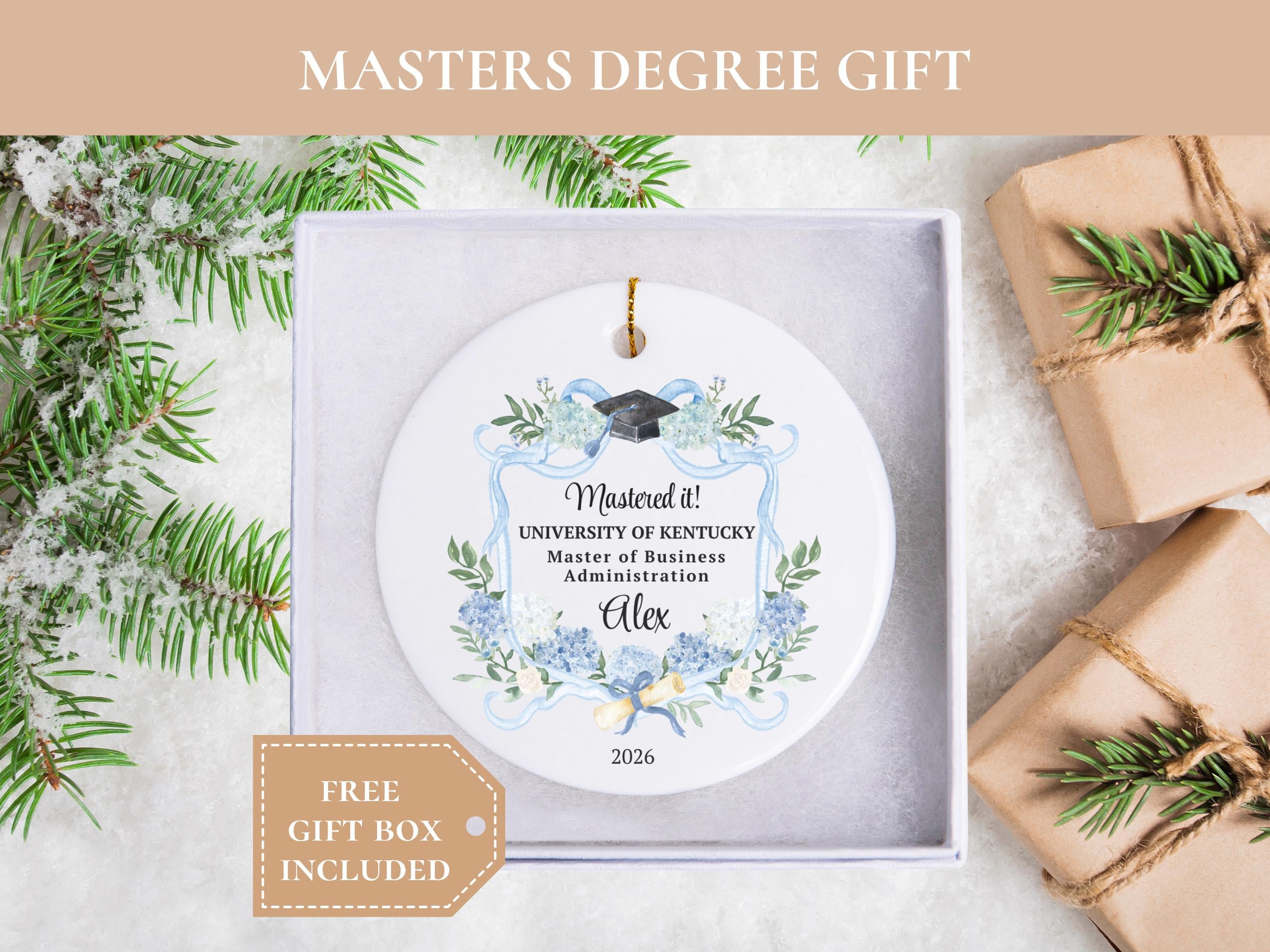 Masters Degree Ornament Keepsake Mastered It Masters Degree Graduation Gift Class of 2027 2027 Custom MBA College Ornament Grad Gift Ideas