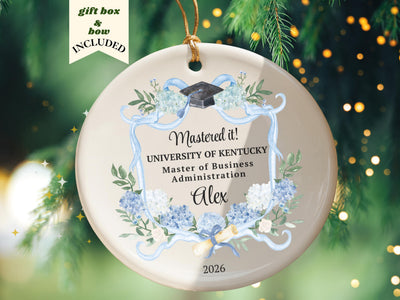 Mastered It Ornament Personalized Masters Degree Graduation Gift 2027 2027 Custom MBA Keepsake Gifts for Him Her Custom College Gift Ideas