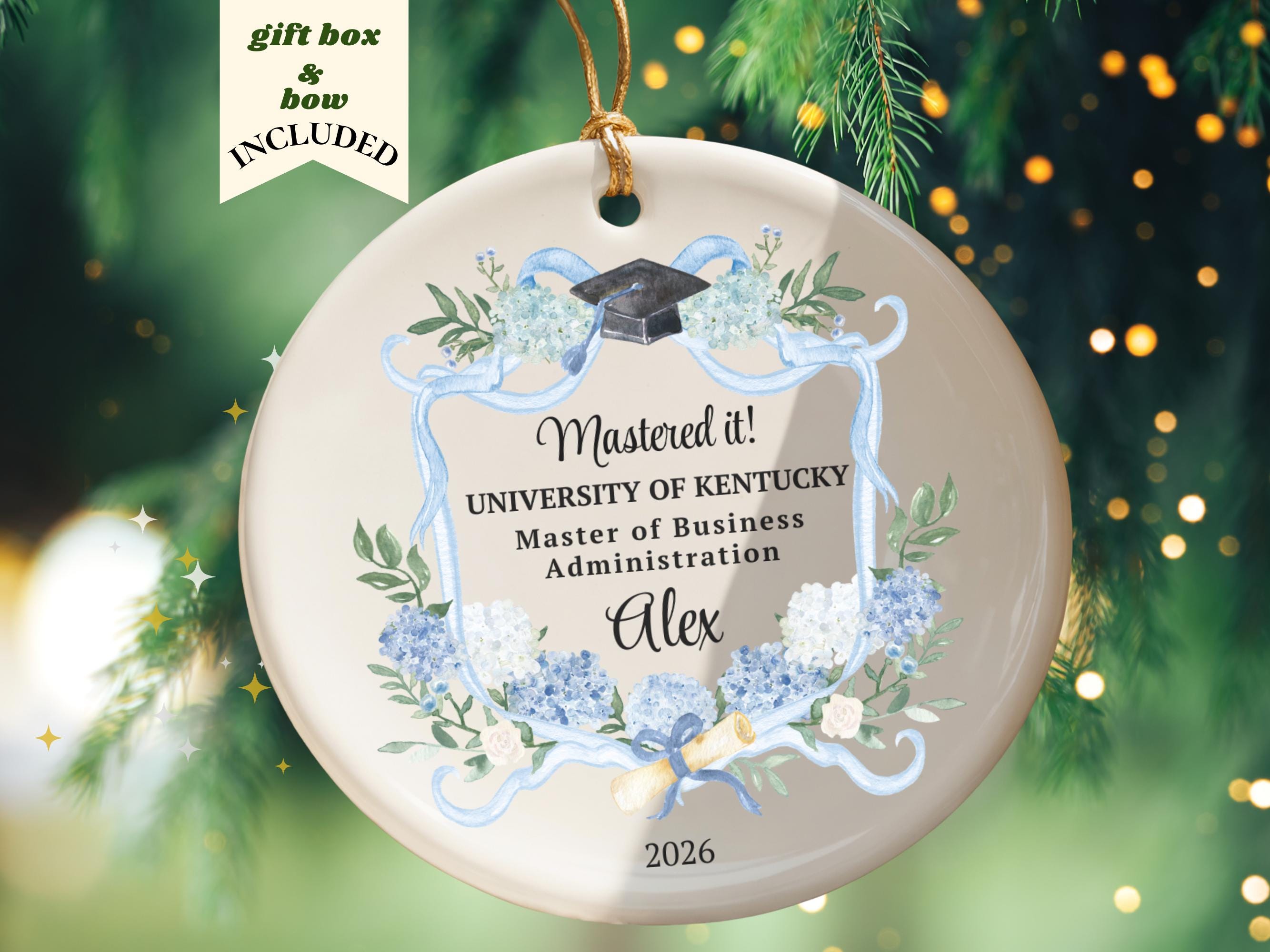 Masters Degree Ornament Keepsake Mastered It Masters Degree Graduation Gift Class of 2027 2027 Custom MBA College Ornament Grad Gift Ideas