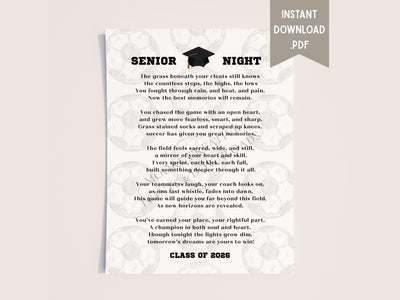 Soccer Senior Night Gift Soccer Mom Gift to Daughter Son 2026 Soccer Poem Senior Gift Idea Senior Night Grad Gift 2026 Travel Soccer Club
