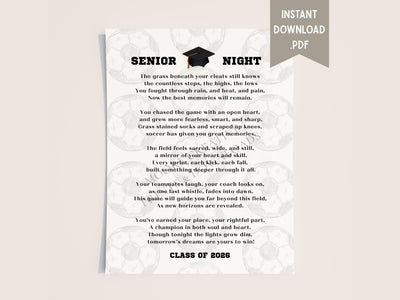 Soccer Gift Senior Soccer Mom Gift for Son Class of 2027 Poem Unique Gift Senior Night Graduation Ideas Soccer Player HS Team Gift for Her