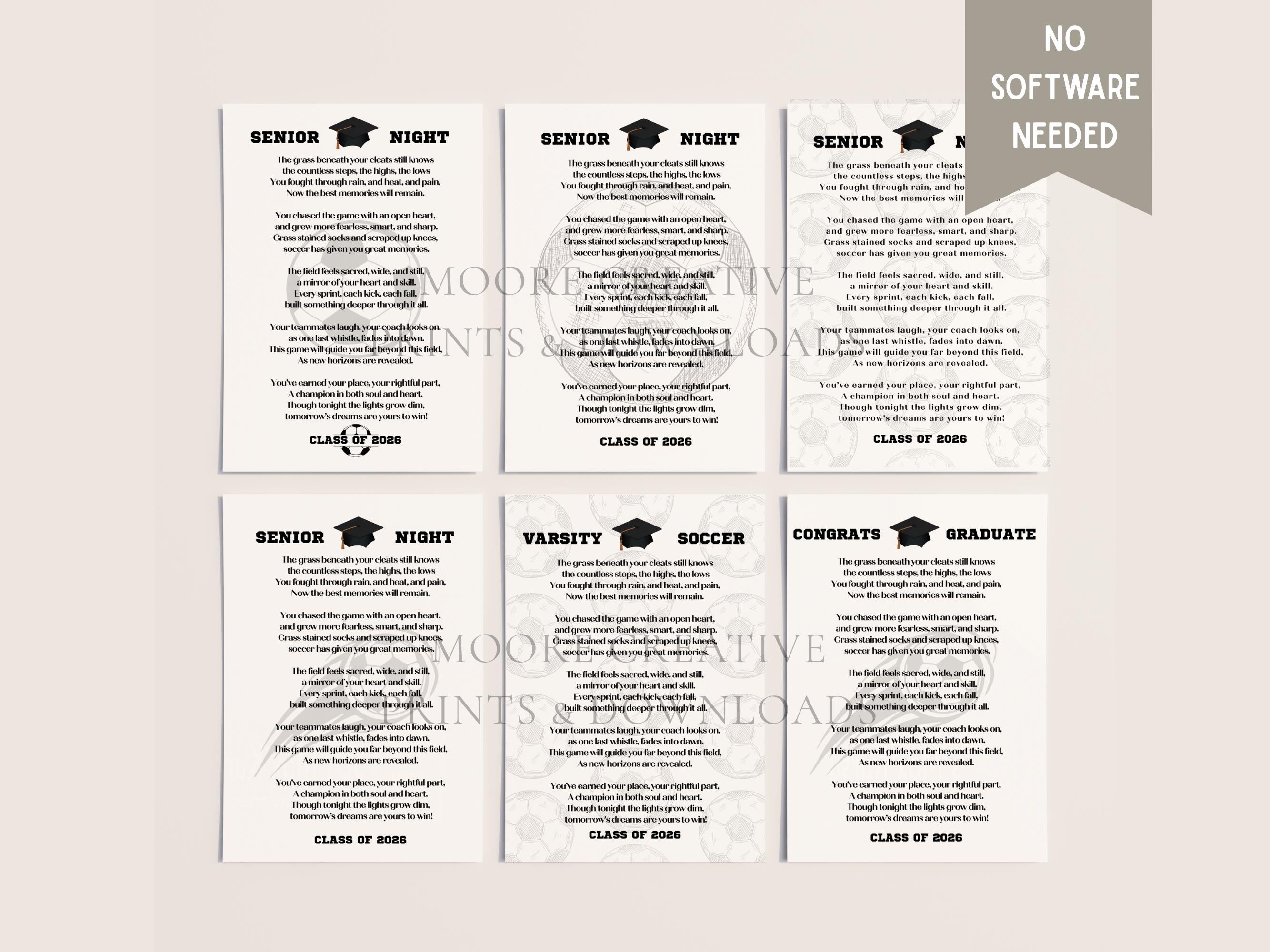 Soccer Senior Night Gift Soccer Mom Gift to Daughter Son 2026 Soccer Poem Senior Gift Idea Senior Night Grad Gift 2026 Travel Soccer Club