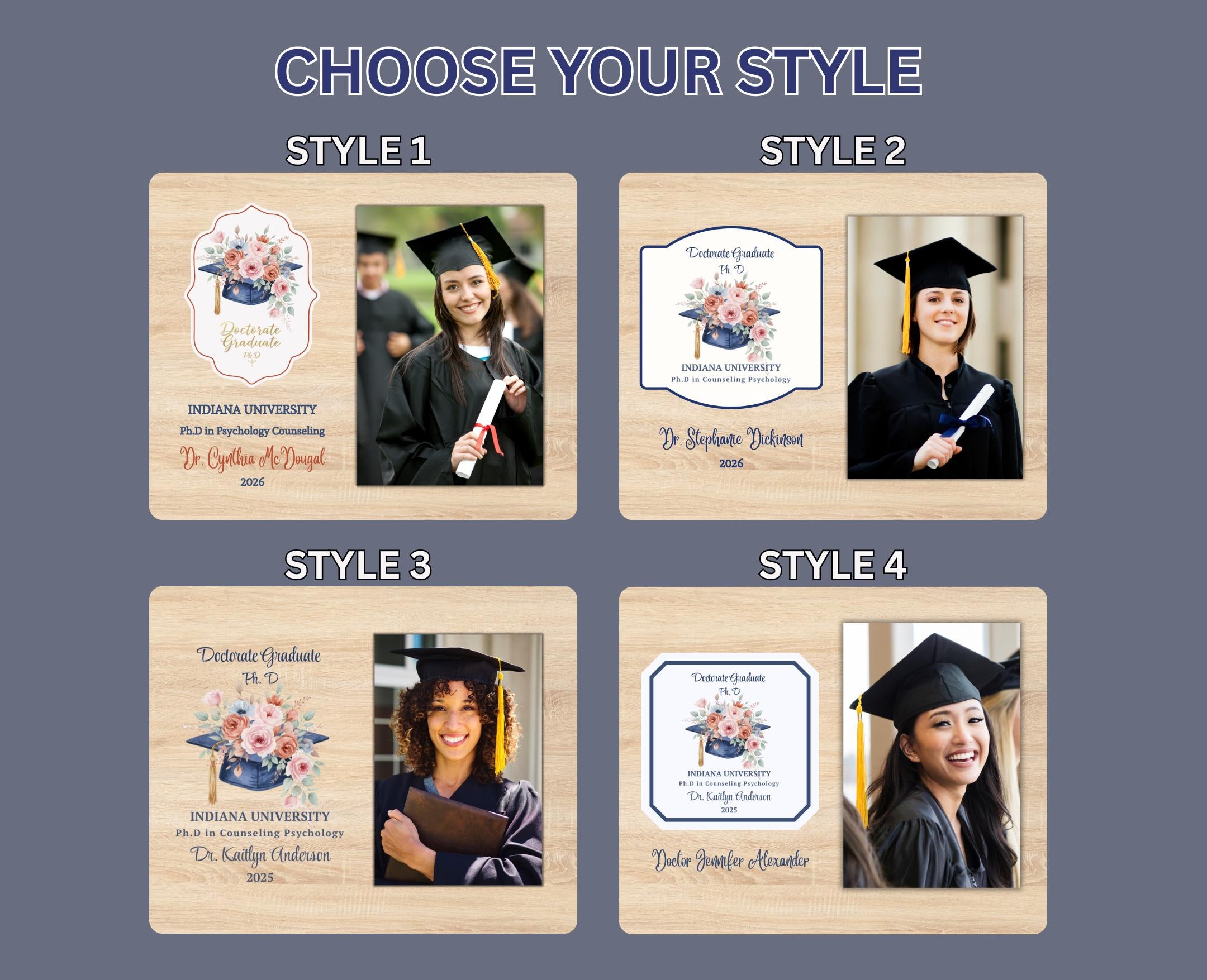 Doctorate Photo Frame Personalized PhD Degree Graduation Gift Class of 2027 Custom New Doctor Keepsake Gift for Him Her Custom Photo Display