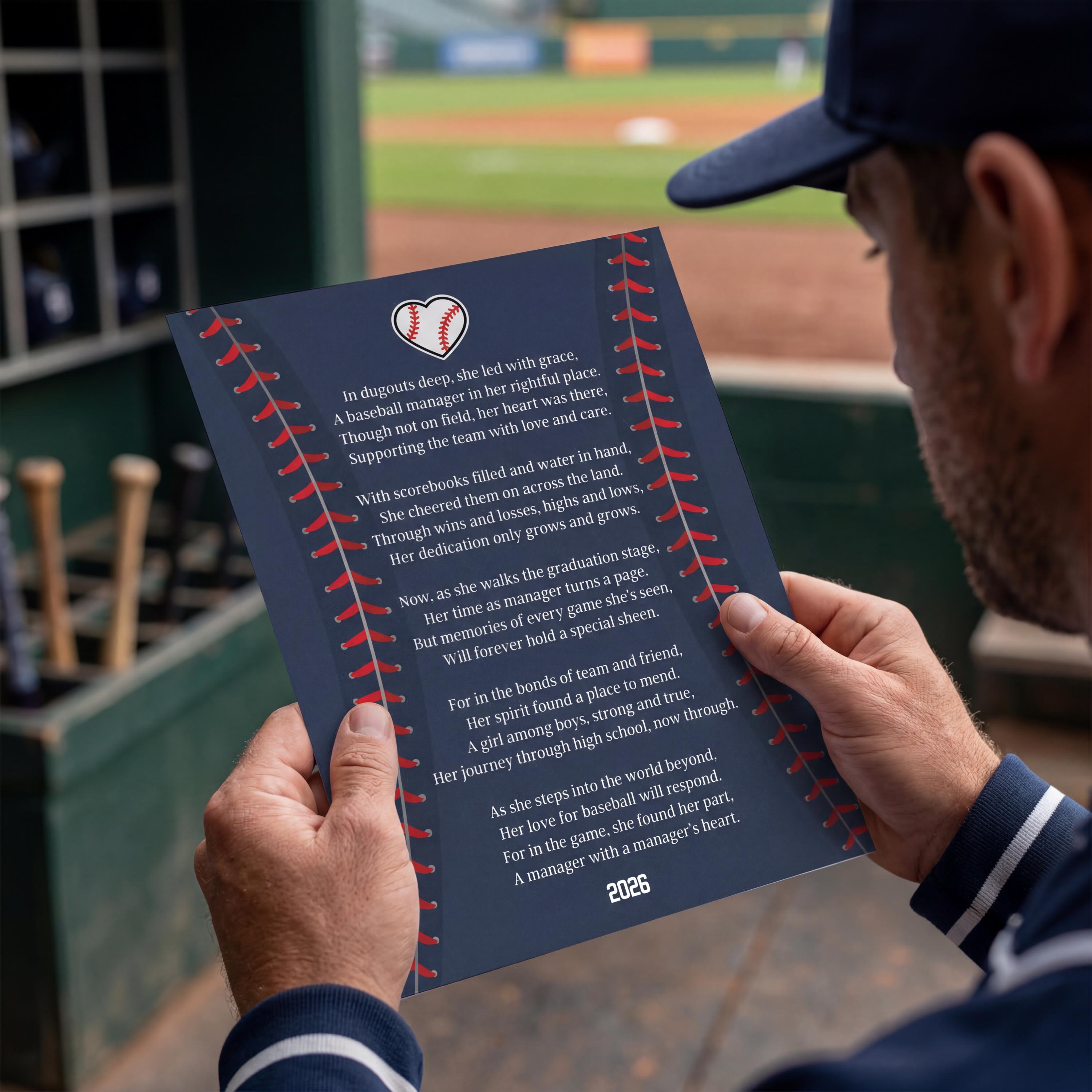 Baseball Team Gift 2027 Instant Download B-ball Motivational Memory Sentimental Poem Sign Senior Gift Baseball Graduation Idea End of Season