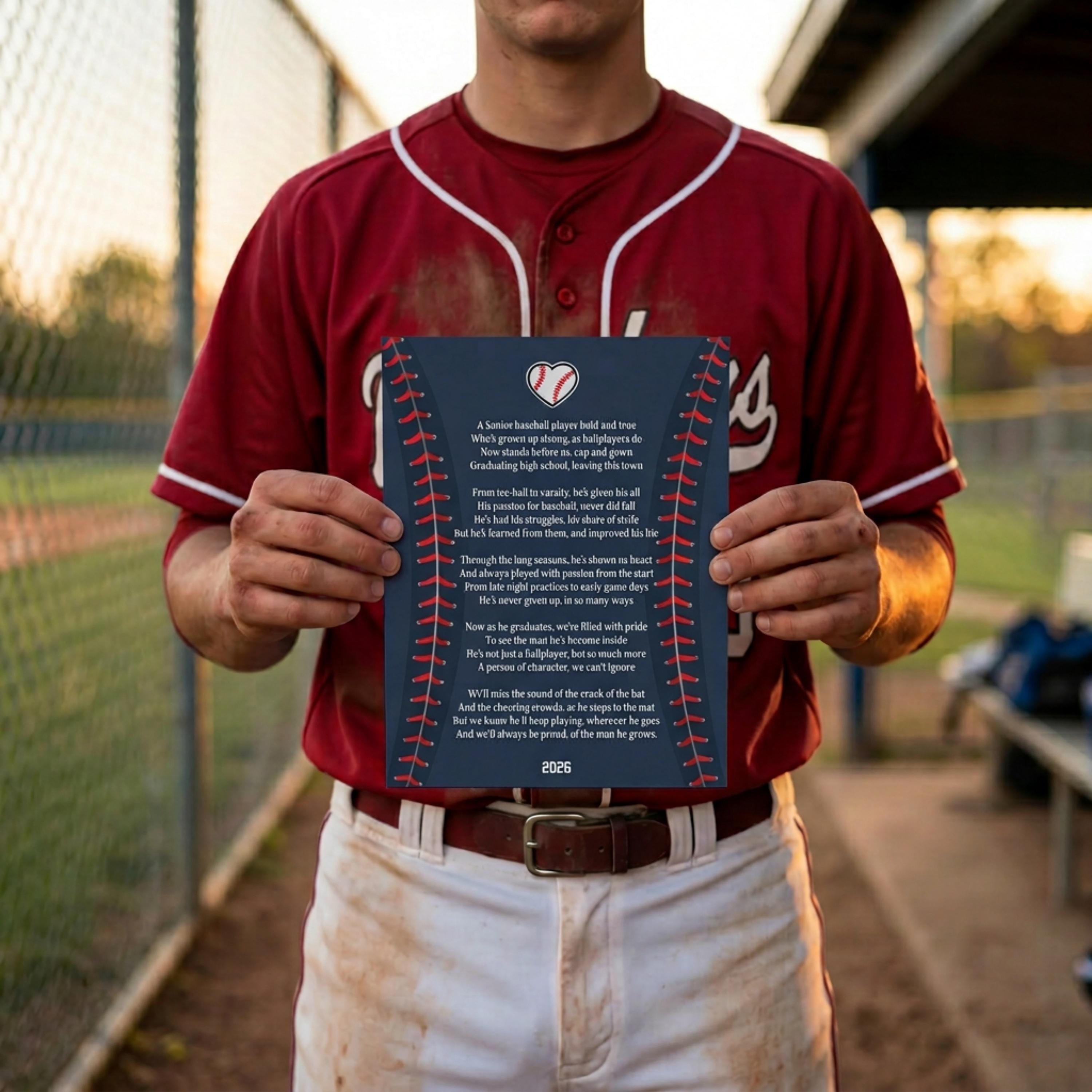 Baseball Senior Night Poem Senior Year Keepsake Graduation Gift for Him Custom Team Gift High School Senior Print Sports Class of 2027 Idea