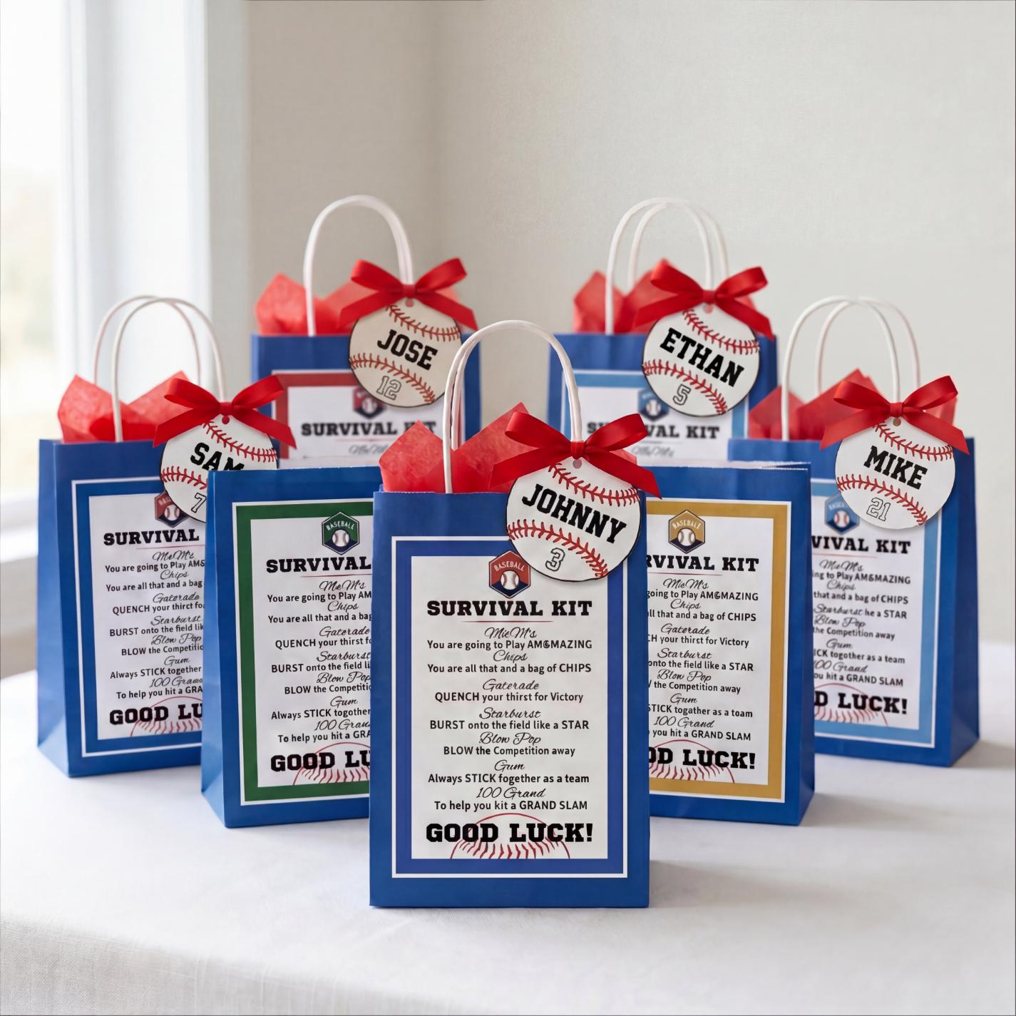 Baseball Team Gift Tags Editable Baseball Bag Tag Template Printable Canva Name Number Tags Coach Gift Party Favors