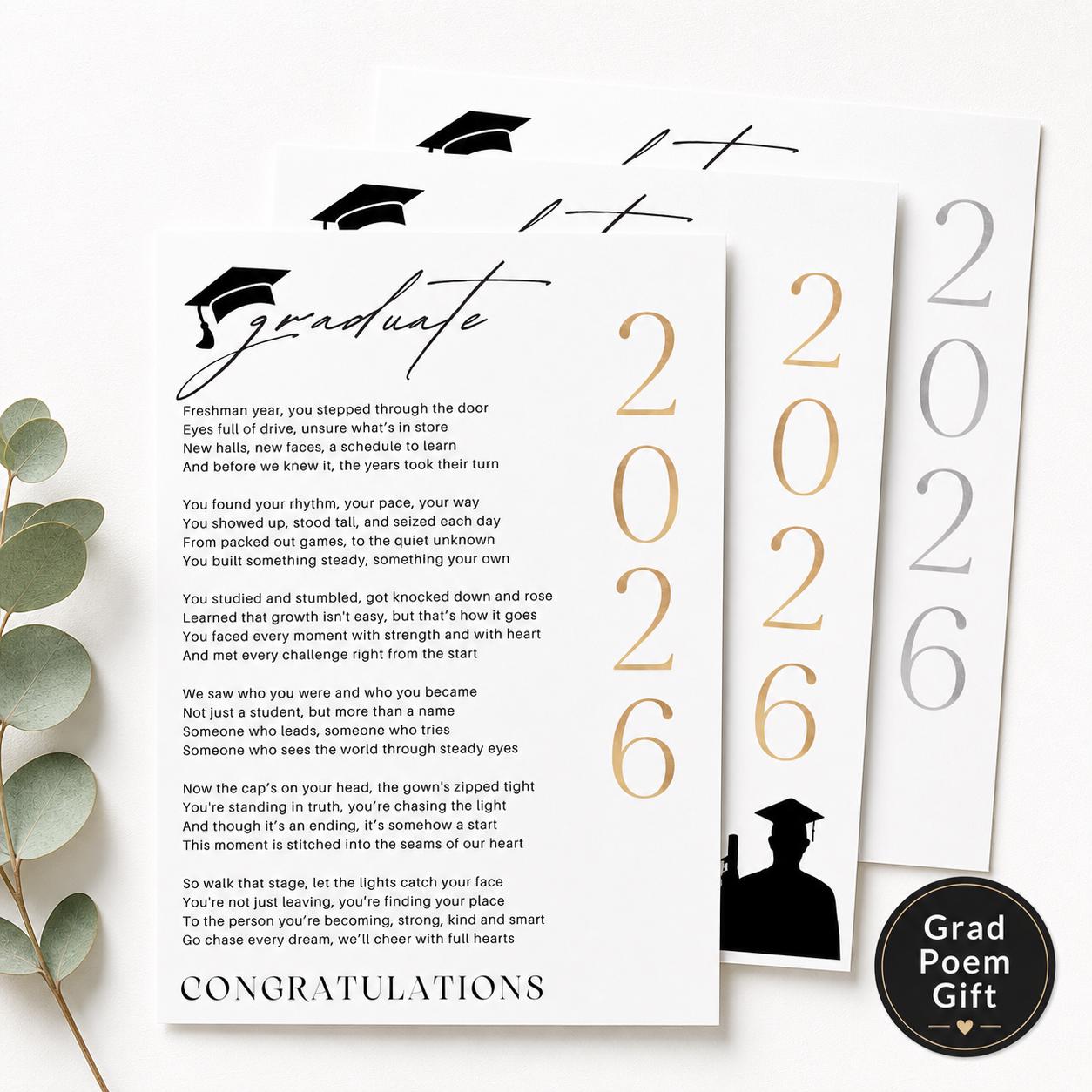 Poetry Graduation Gift High School Graduation Poem for Him Class of 2027 Printable Graduation Card Graduation Poem Graduation Present Ideas