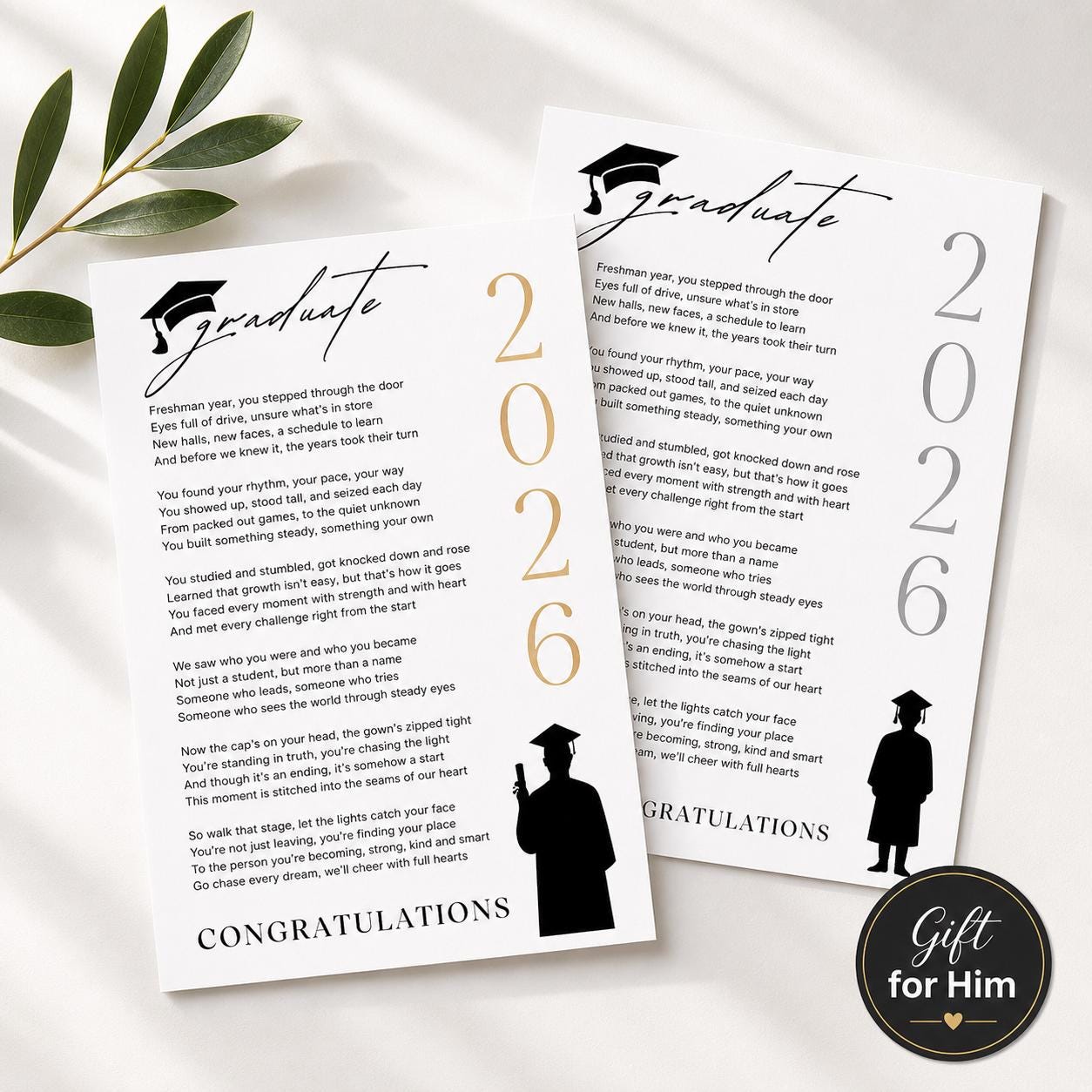 Poetry Graduation Gift High School Graduation Poem for Him Class of 2027 Printable Graduation Card Graduation Poem Graduation Present Ideas
