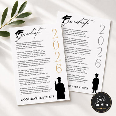 Poetry Graduation Gift High School Graduation Poem for Him Class of 2027 Printable Graduation Card Graduation Poem Graduation Present Ideas