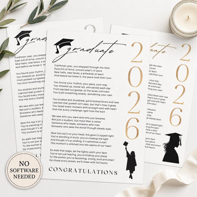 Graduation Gift Card Idea Sentimental High School Graduate Poem Keepsake Idea Class of 2027 Printable Present Grad Gift for Her PDF Download